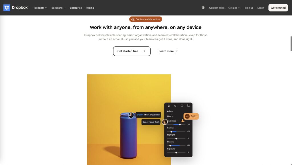 Dropbox cross device collaboration