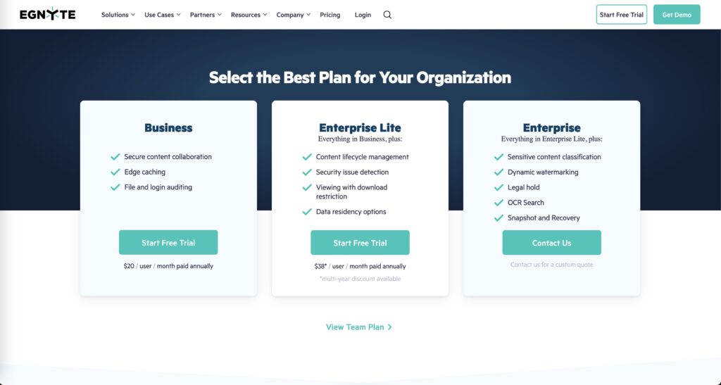 Egnyte Pricing Plan