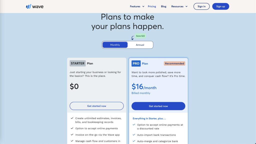 Wave's Pricing Structure