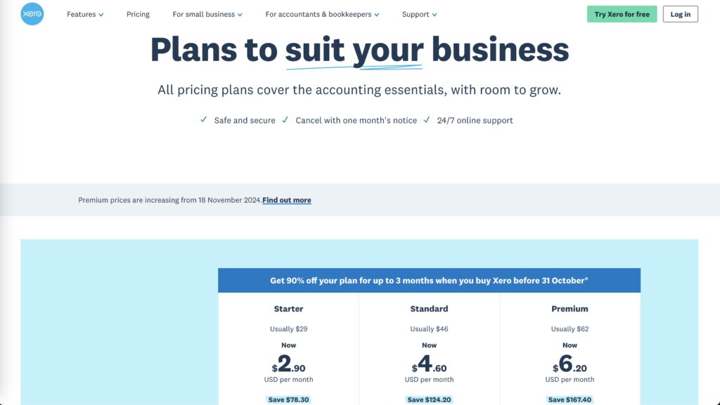 Xero's Pricing Structure